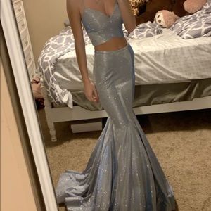 Ellie Wilde silver prom dress